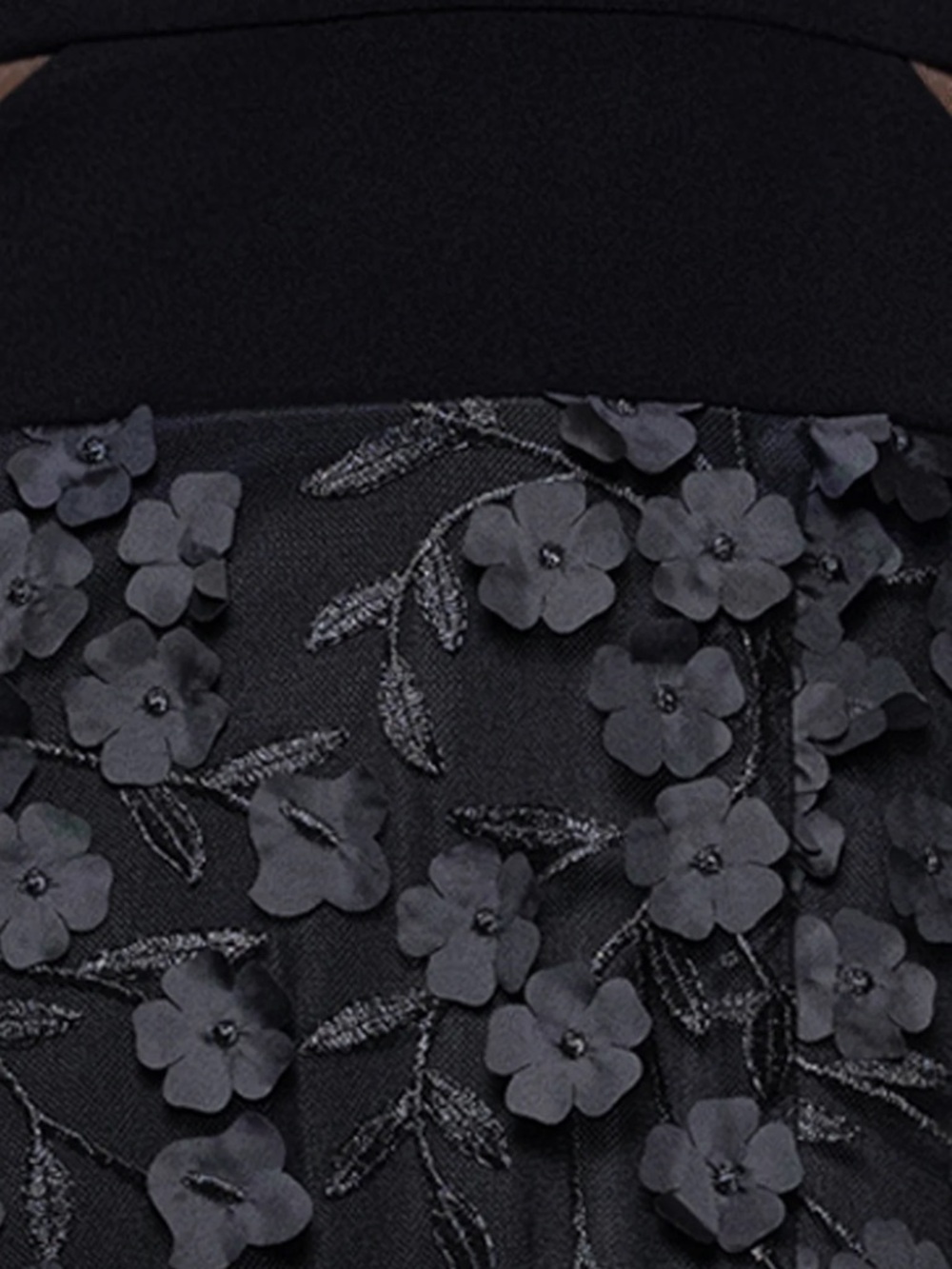 Xscape Black Floral Appliqué V-Neck Maxi Dress with Slit - Picture 5 of 11